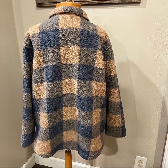 Koolaburra by Ugg Blue & Tan Plaid Button Down Shacket Women’s Size Medium - Picture 6 of 12